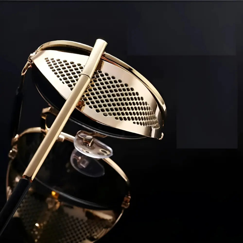 Dorata occhiali da sole uomo rotondi vintage