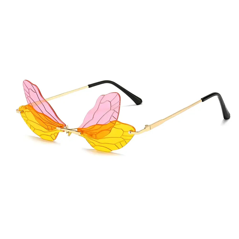 Occhiali da sole a farfalla rosa giallo