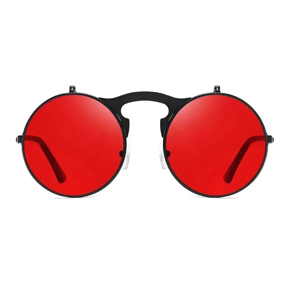 Occhiali da sole rotondi rossi neri