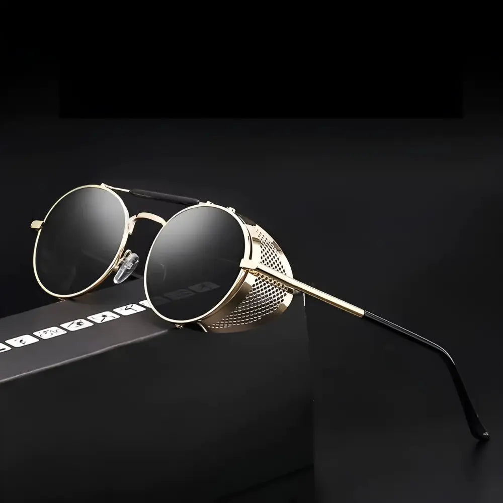 Occhiali da sole uomo rotondi vintage dorata